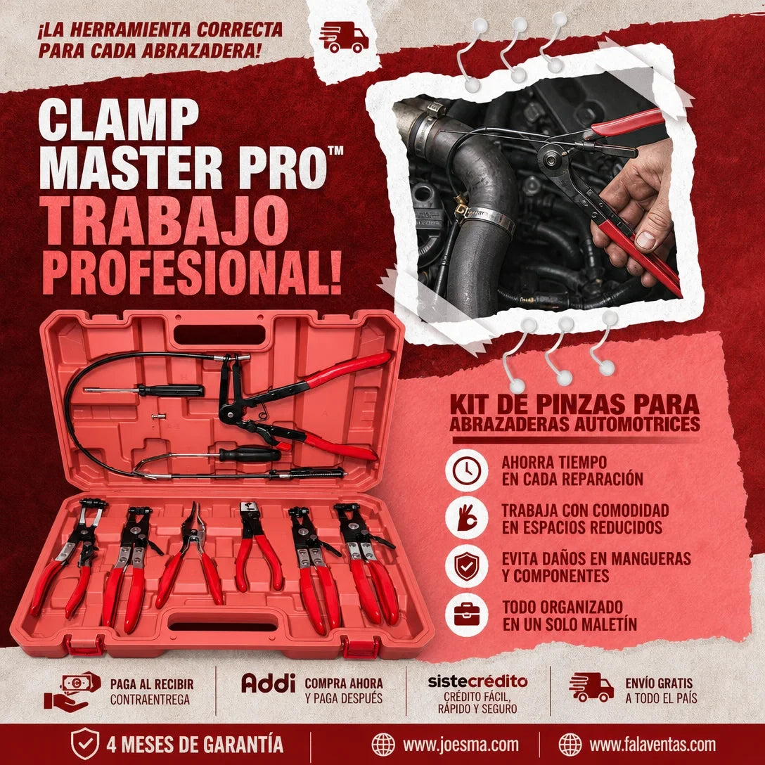 ClampMaster Pro™ – Kit Profesional de Pinzas para Abrazaderas Automotrices