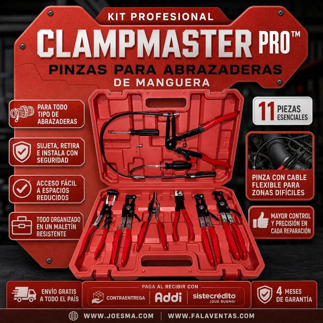 ClampMaster Pro™ – Kit Profesional de Pinzas para Abrazaderas Automotrices