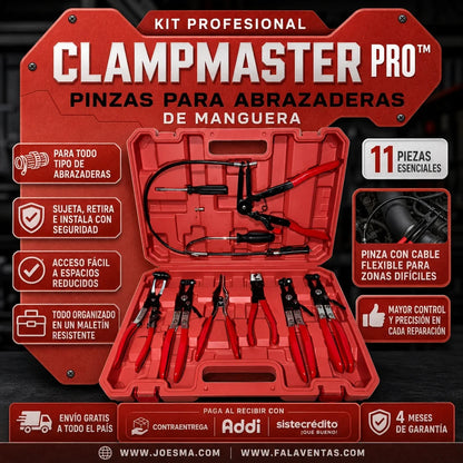 ClampMaster Pro™ – Kit Profesional de Pinzas para Abrazaderas Automotrices