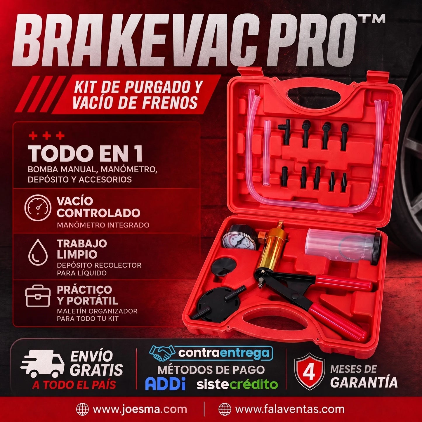 BrakeVac Pro™ – Kit Profesional de Purga y Vacío para Frenos