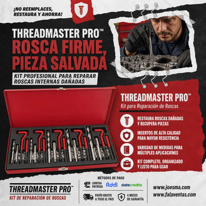 ThreadMaster Pro™ – Kit Profesional de Reparación de Roscas