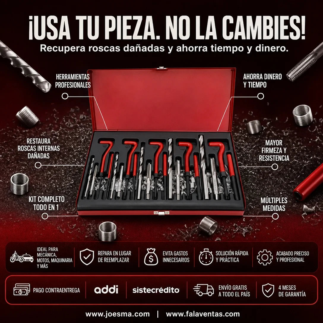 ThreadMaster Pro™ – Kit Profesional de Reparación de Roscas