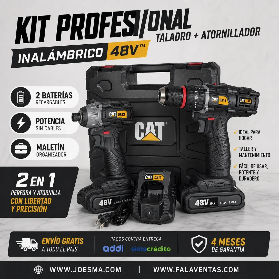 CAT DualPower 48V™ – Taladro + Atornillador Profesional