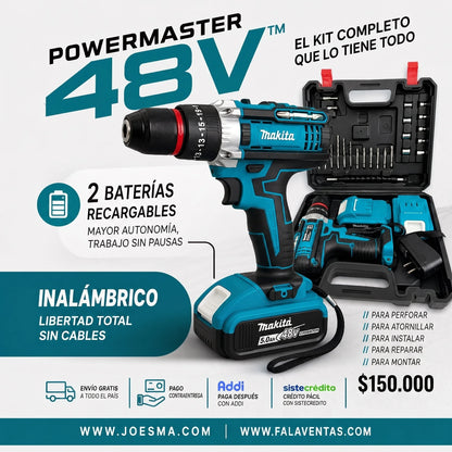 Makita PowerForce 48V™ – Kit Completo de Taladro 3/8
