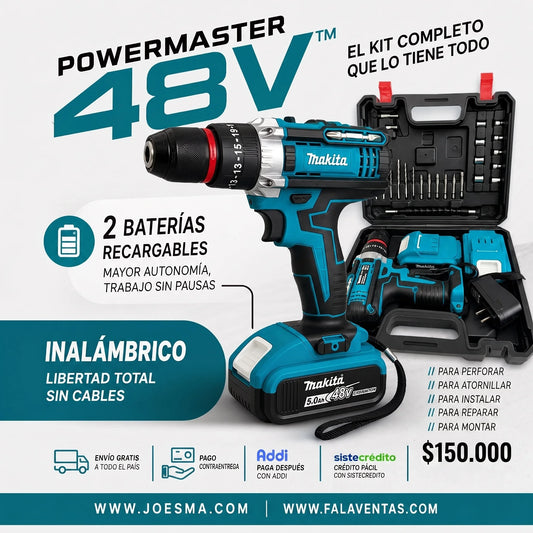 Makita PowerForce 48V™ – Kit Completo de Taladro 3/8