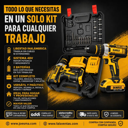 DEWALT PowerMax 48V™ – Kit Profesional de Taladro Inalámbrico 3/8