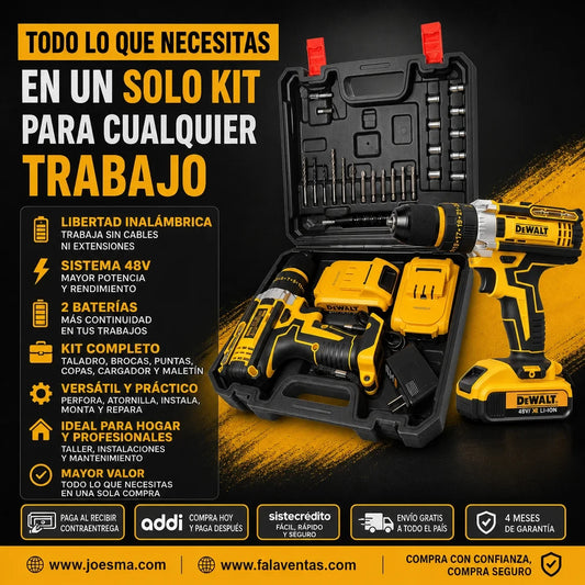DEWALT PowerMax 48V™ – Kit Profesional de Taladro Inalámbrico 3/8