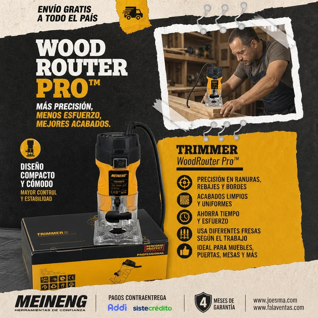WoodCut Pro™ – Fresadora Eléctrica de Precisión
