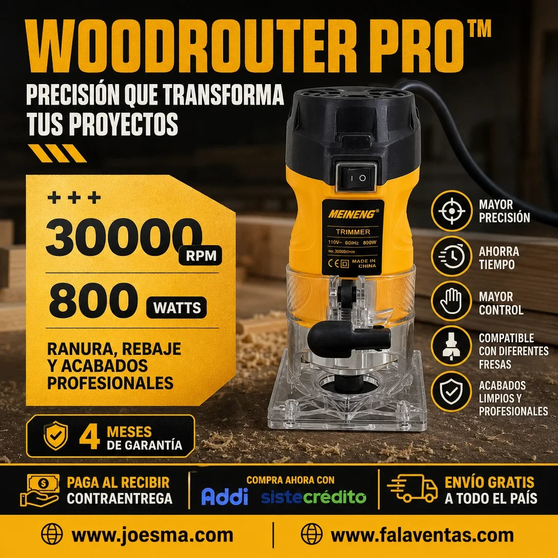 WoodCut Pro™ – Fresadora Eléctrica de Precisión