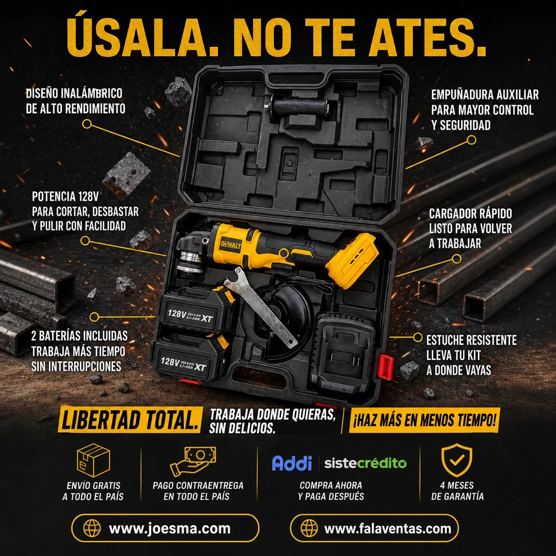 DEWALT 128V™  Pulidora Inalámbrica de Alto Rendimiento – Kit Profesional 4 1/2