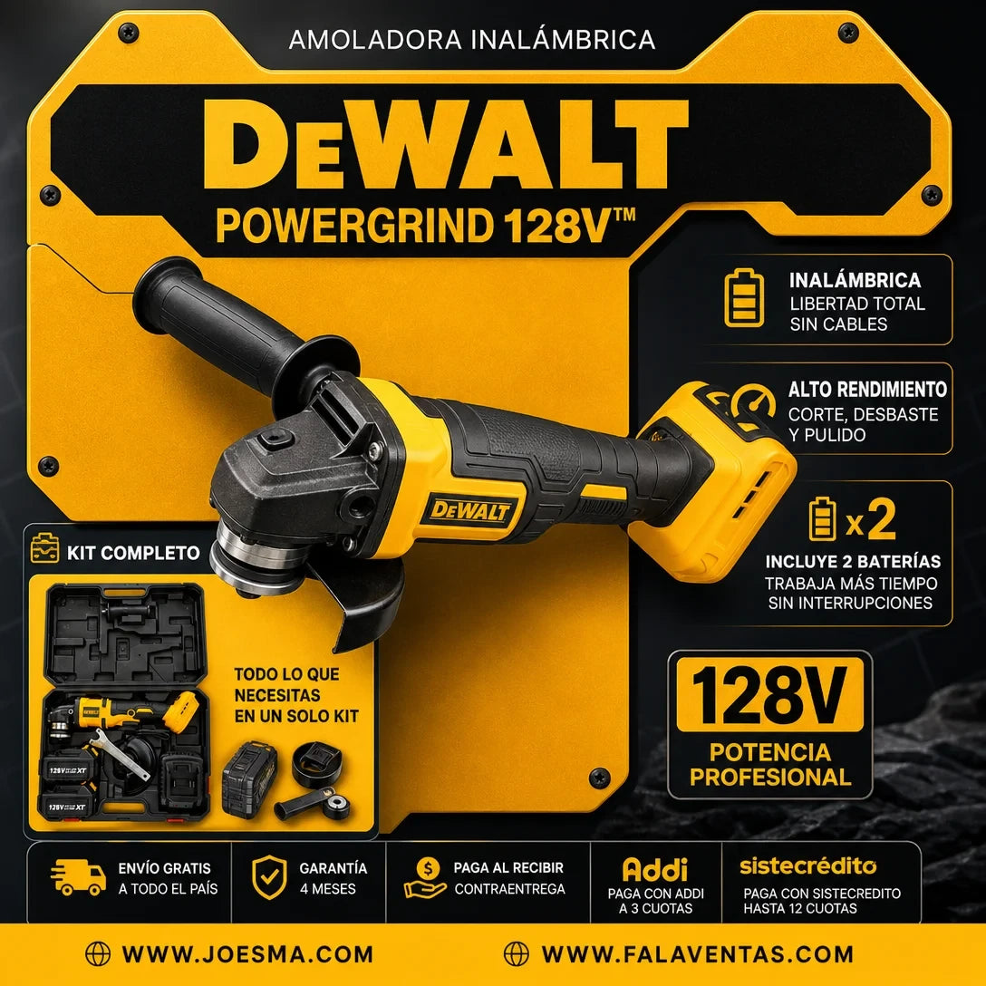 DEWALT 128V™  Pulidora Inalámbrica de Alto Rendimiento – Kit Profesional 4 1/2