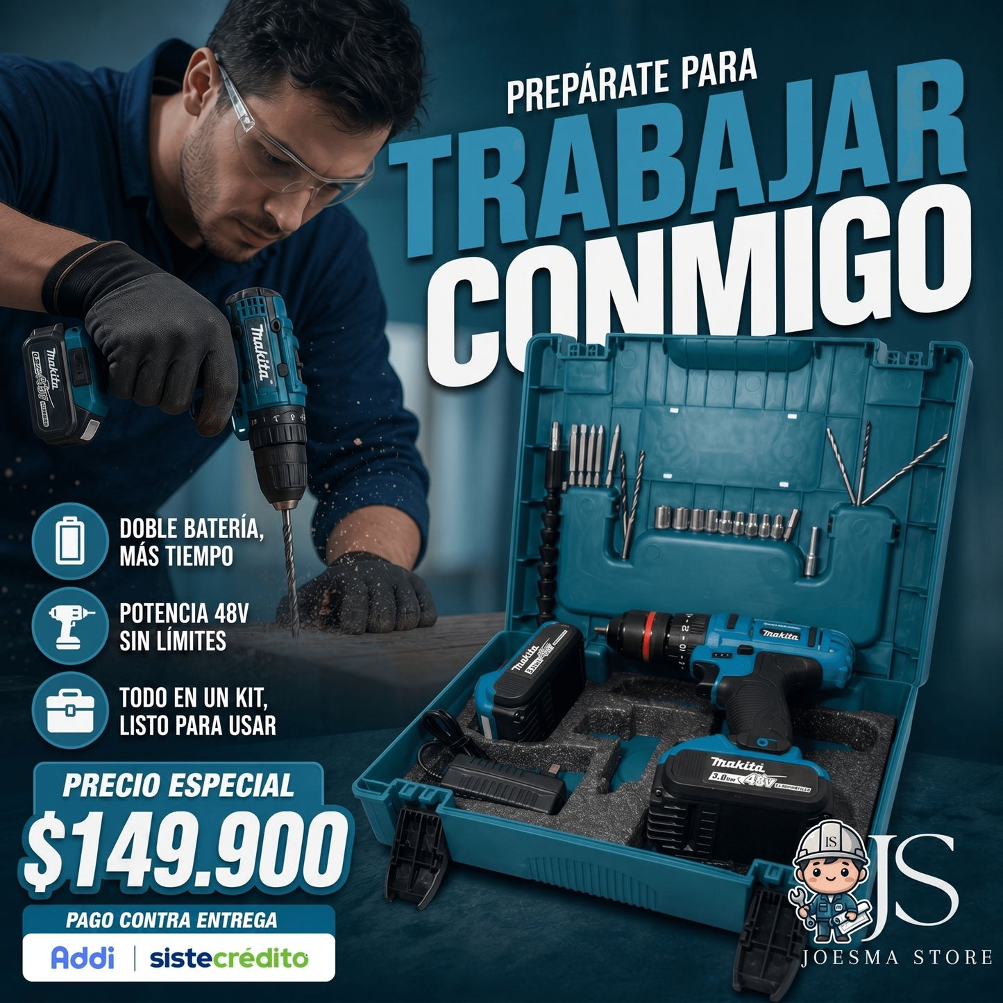 Taladro Percutor Makita 48v Inalambrico (MANDRIL METALICO 1/2)