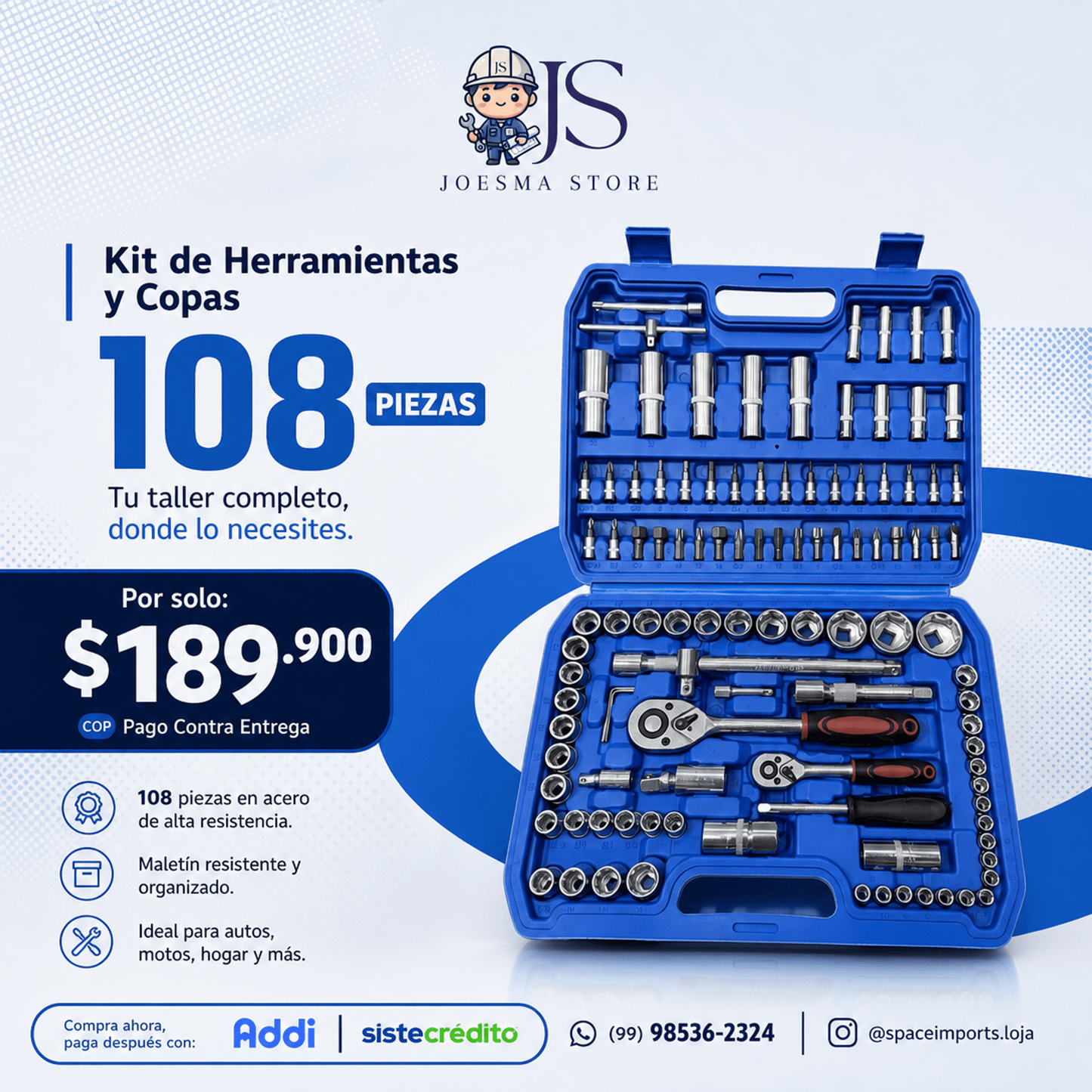 Juego de Copas & Ratchet 1/2"-1/4" Cr-V 108PCS GERMANY