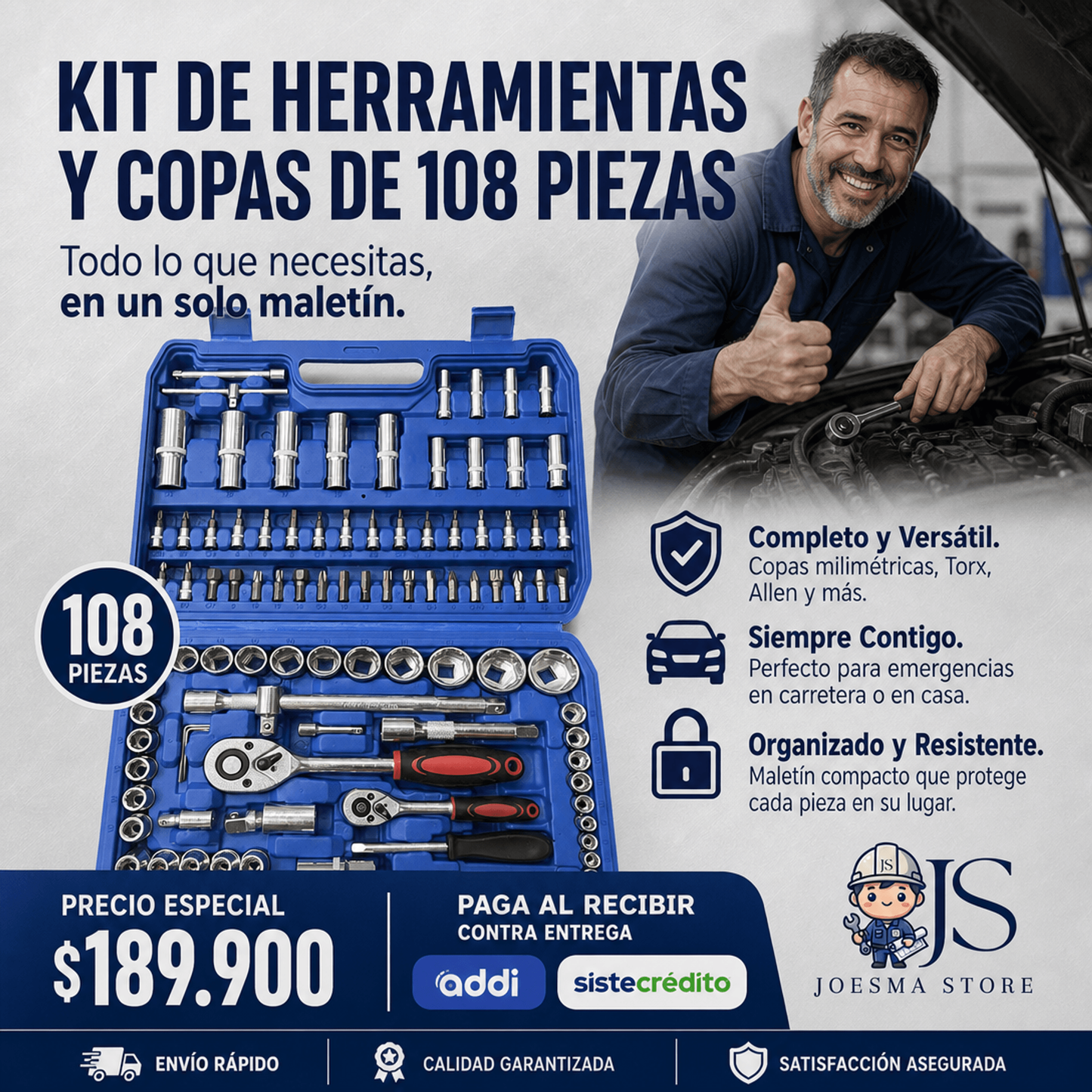 Juego de Copas & Ratchet 1/2"-1/4" Cr-V 108PCS GERMANY