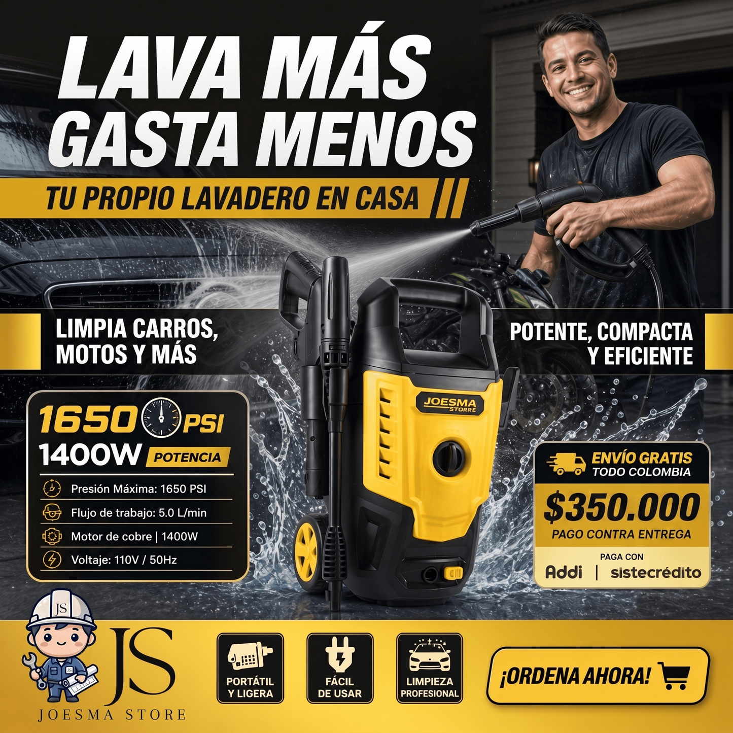 HIDROLAVADORA JOESMA POWER WASH 1650💪💧