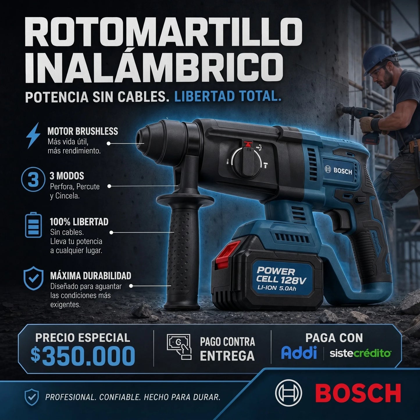 ROTOMARTILLO INALAMBRICO BOSH 128v
