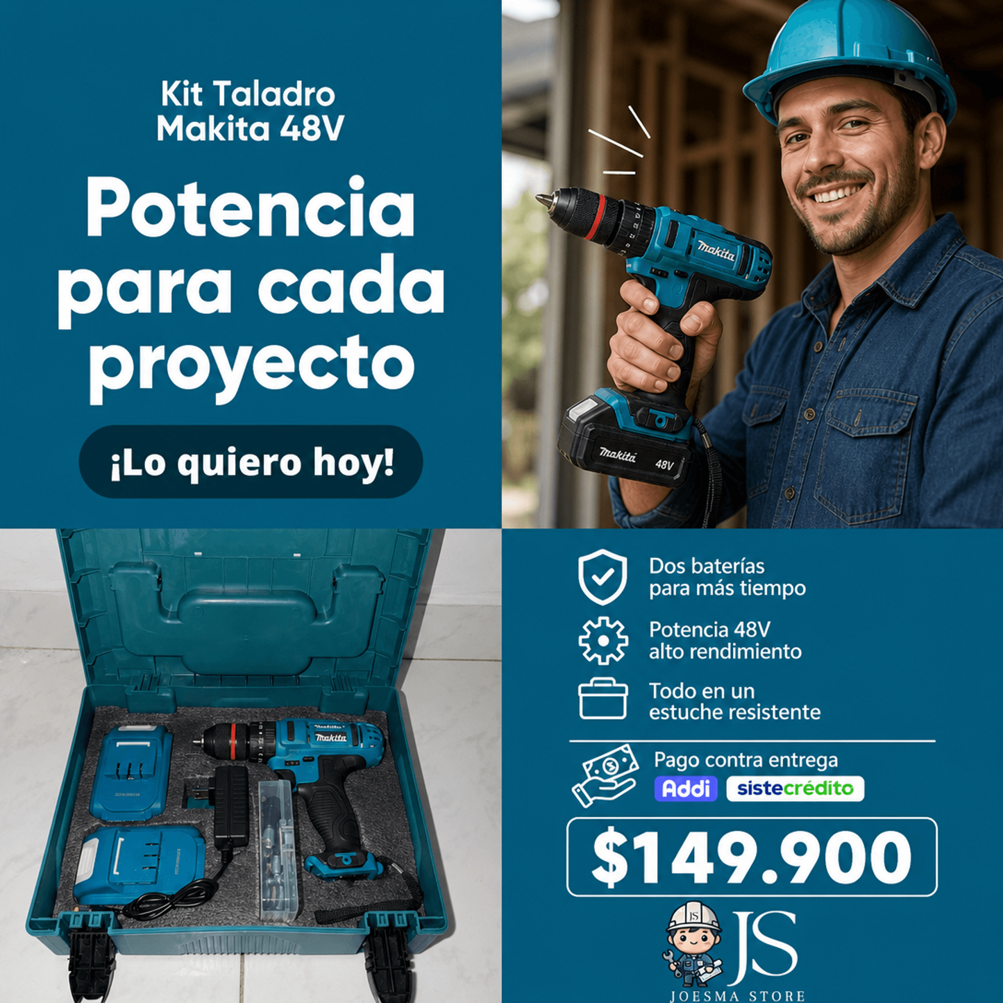 Taladro Percutor Makita 48v Inalambrico (MANDRIL METALICO 1/2)