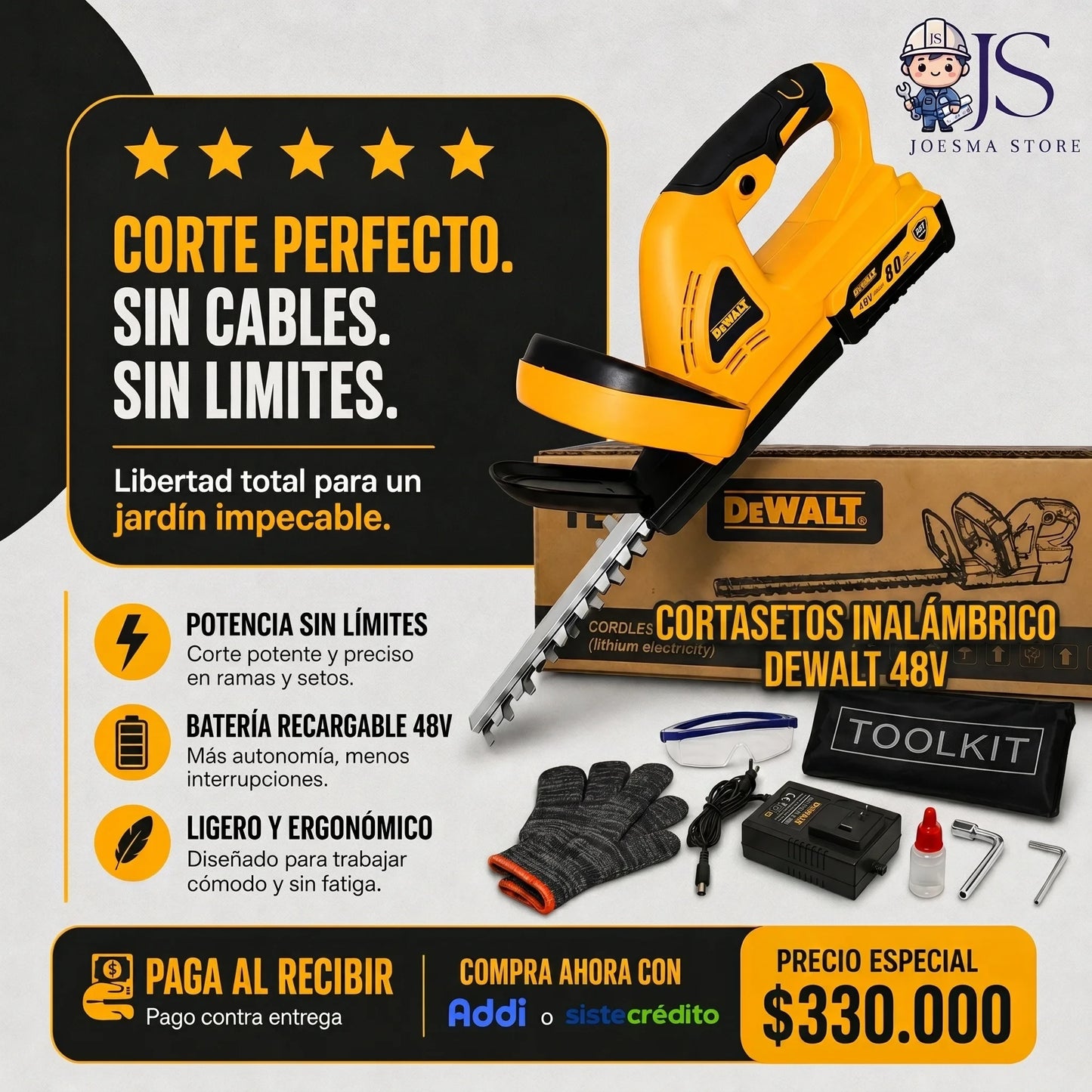 CORTASETOS INALAMBRICO DEWALT 48V