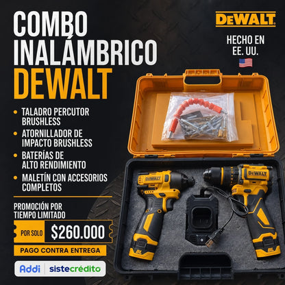 Super Combo DeWalt 2-en-1: Taladro Percutor + Pistola de Impacto Inalámbrica