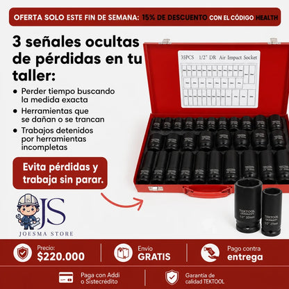 Copas de Impacto Profesional TEKTOOL Germany x 35 Piezas