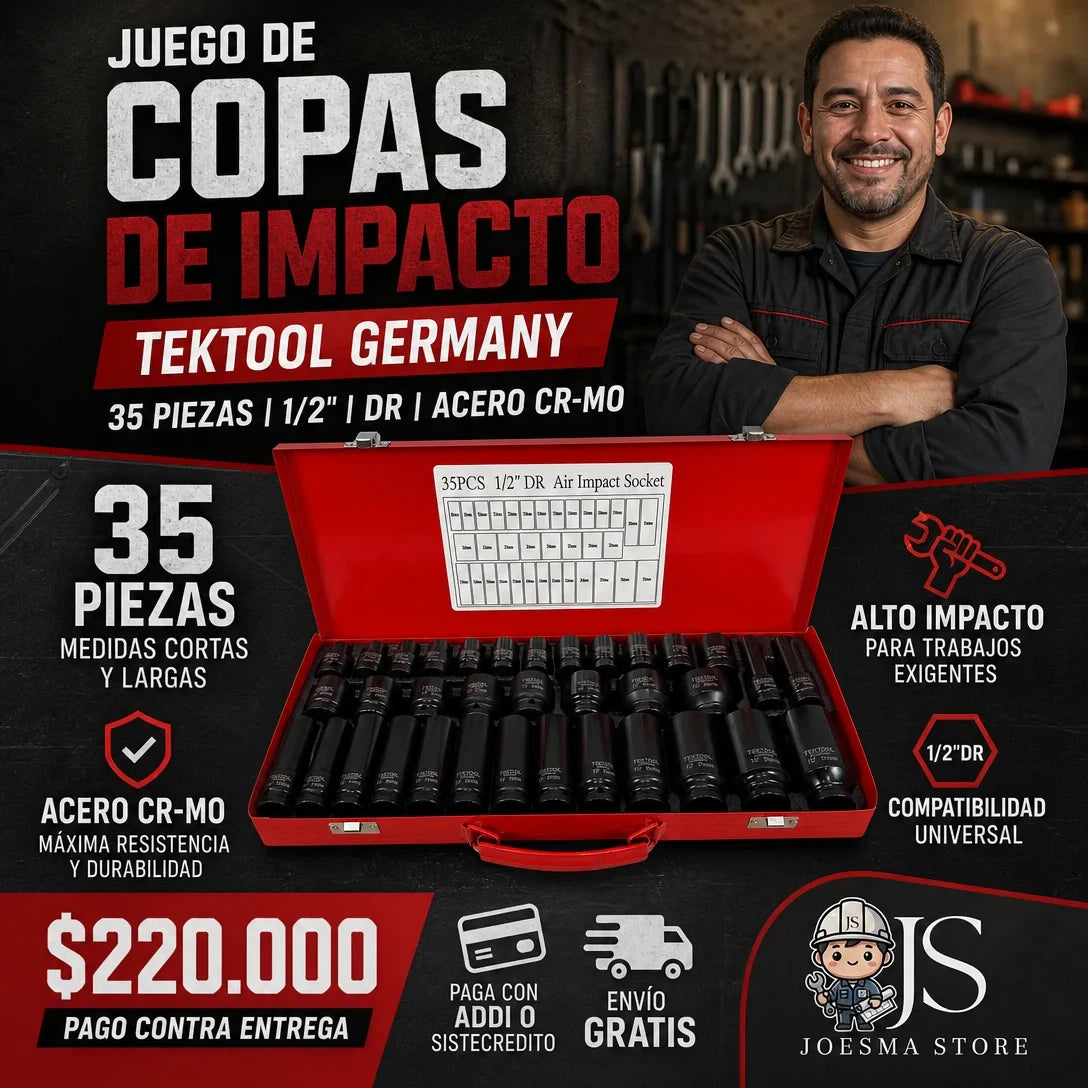 Copas de Impacto Profesional TEKTOOL Germany x 35 Piezas
