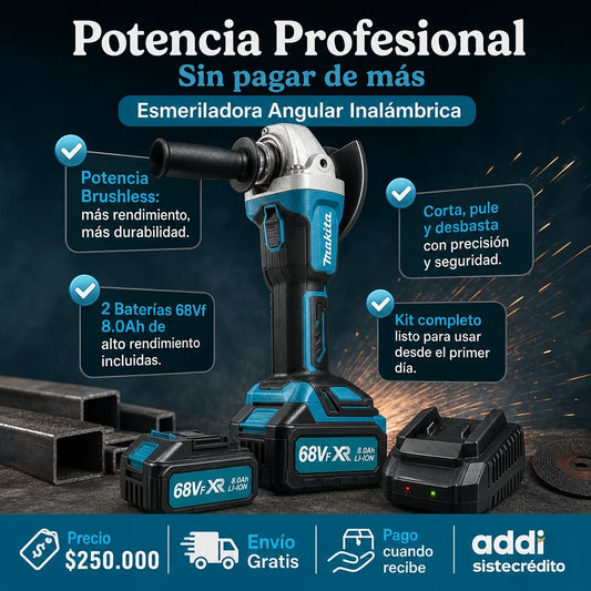 Pulidora Inalámbrica Profesional 68Vf con Doble Batería de Litio