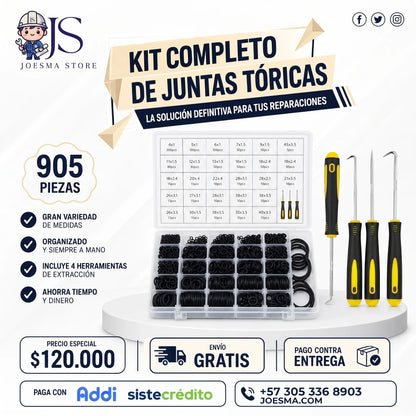 Kit Profesional de O-Rings (Anillos de Goma) con Extractores – Estuche Organizador
