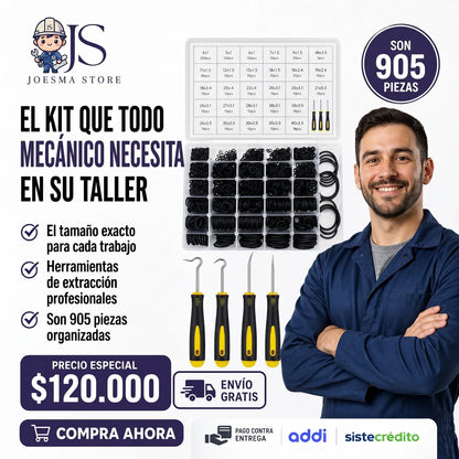 Kit Profesional de O-Rings (Anillos de Goma) con Extractores – Estuche Organizador