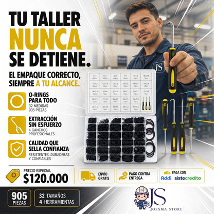 Kit Profesional de O-Rings (Anillos de Goma) con Extractores – Estuche Organizador