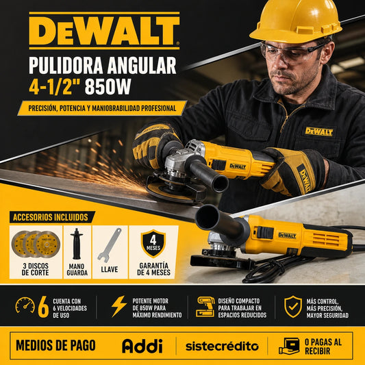 PULIDORA ANGULAR DEWALT 4-1/2" 850W