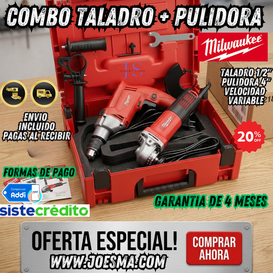 COMBO TALADRO DE 1/2 + PULIDORA 4-1/2" MILWAUKEE 🛠️🧰