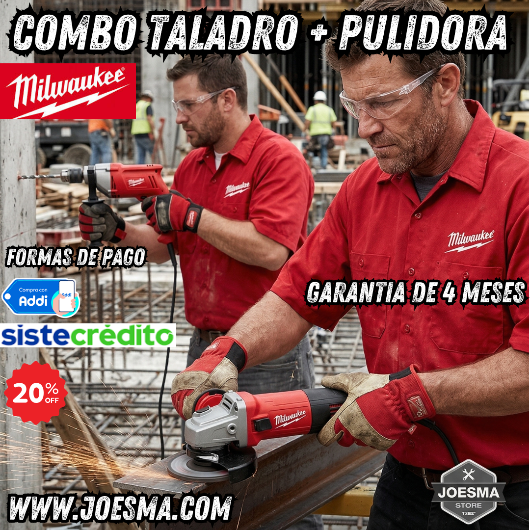 COMBO TALADRO DE 1/2 + PULIDORA 4-1/2" MILWAUKEE 🛠️🧰
