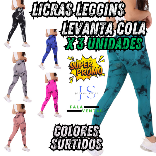 Licras levanta cola largas 🍑⚡🏋️‍♀️ Pack 3X unidades surtidas