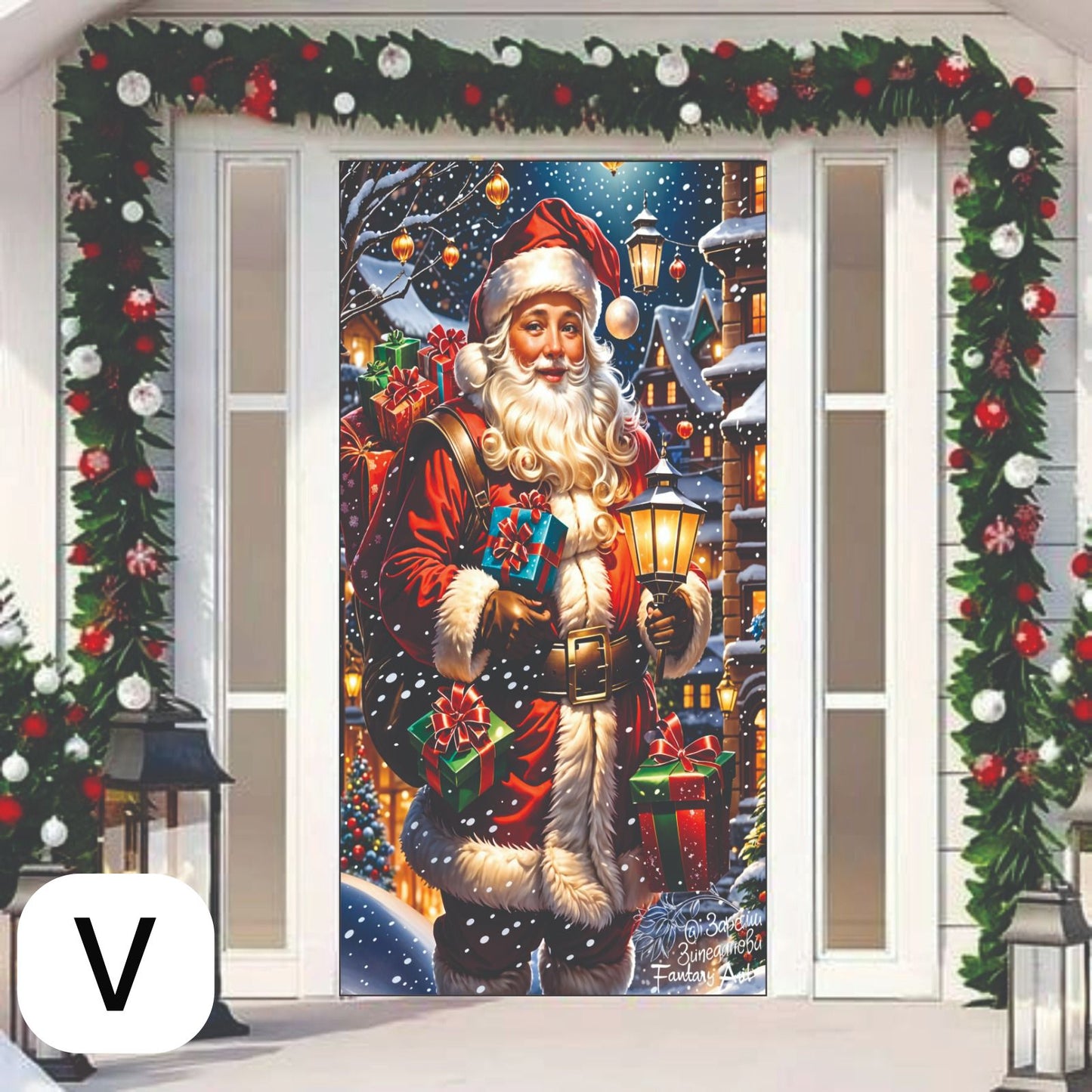 Adorno Navideño para Puerta (1 metro ancho X 2 metros de Alto)🎁🏠🚪