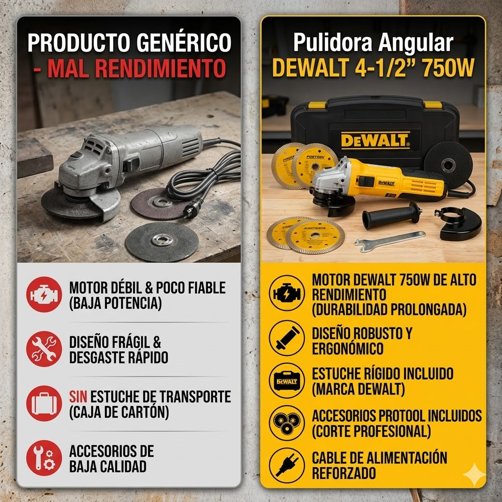 PULIDORA ANGULAR DEWALT 4-1/2" 850W