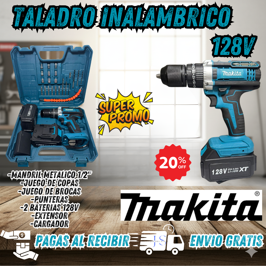 TALADRO INALAMBRICO PERCUTOR 128V MAKITA®💥💪