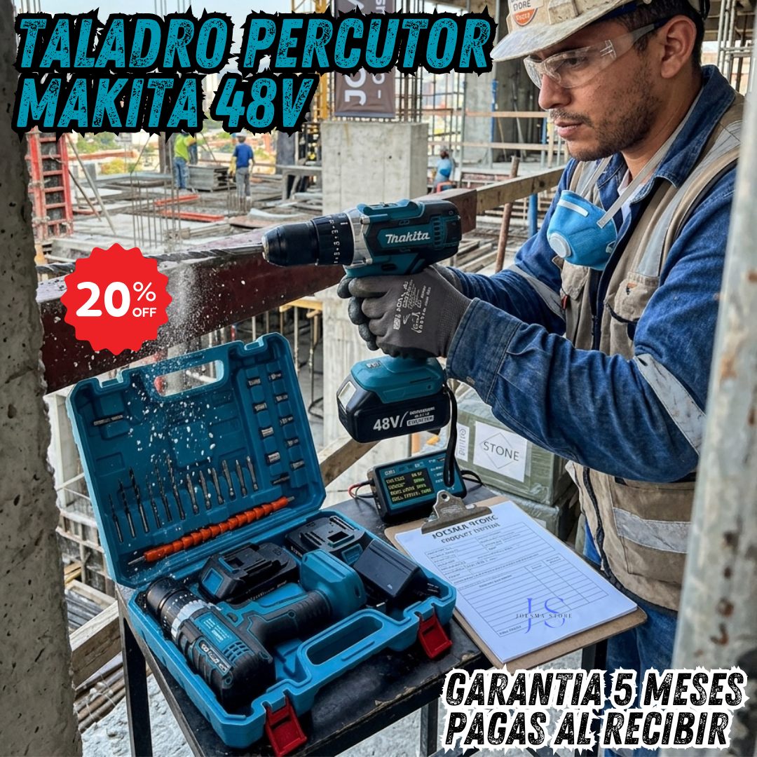 TALADRO INALAMBRICO PERCUTOR 48 VOLTIOS MAKITA®⚒️🆗