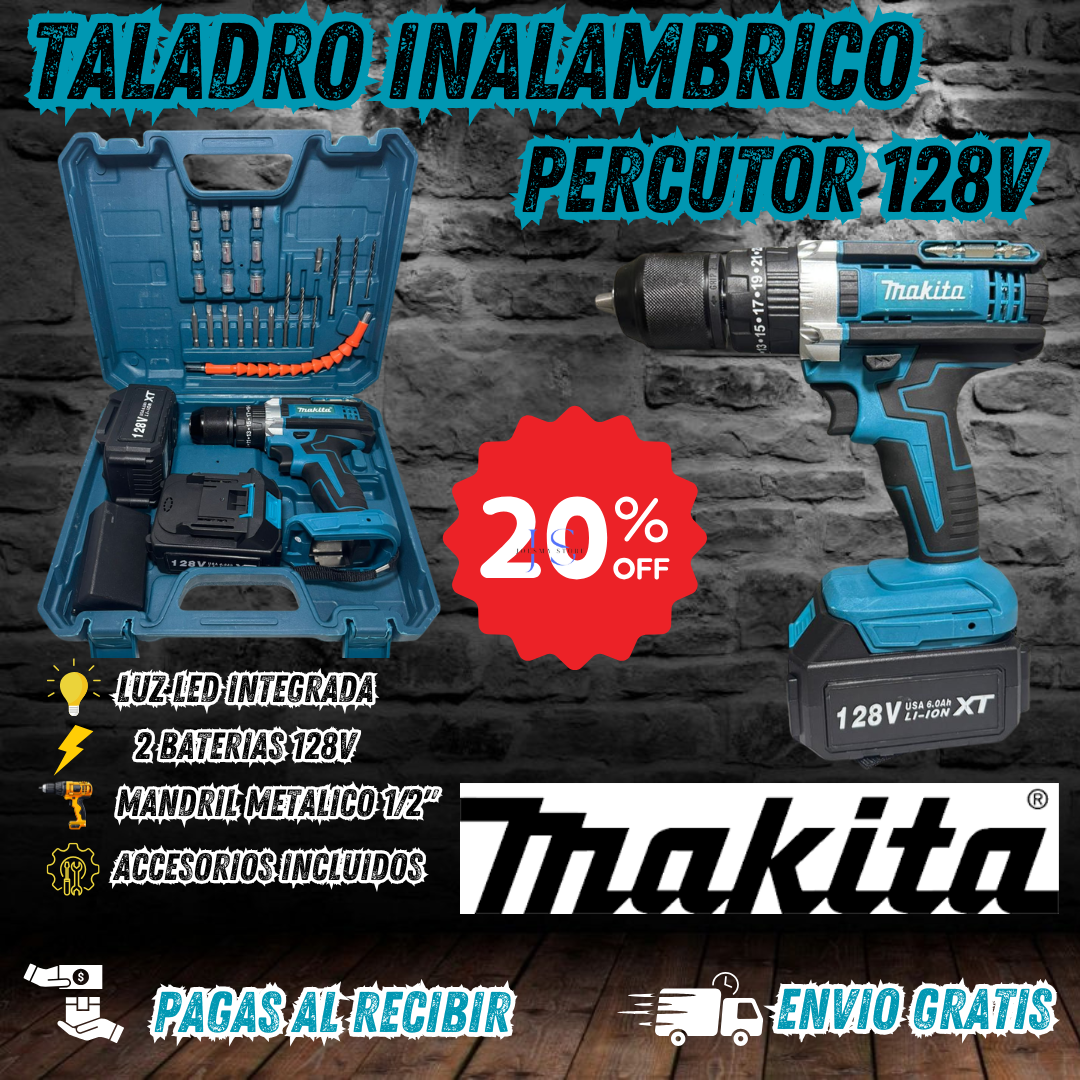 TALADRO INALAMBRICO PERCUTOR 128V MAKITA®💥💪